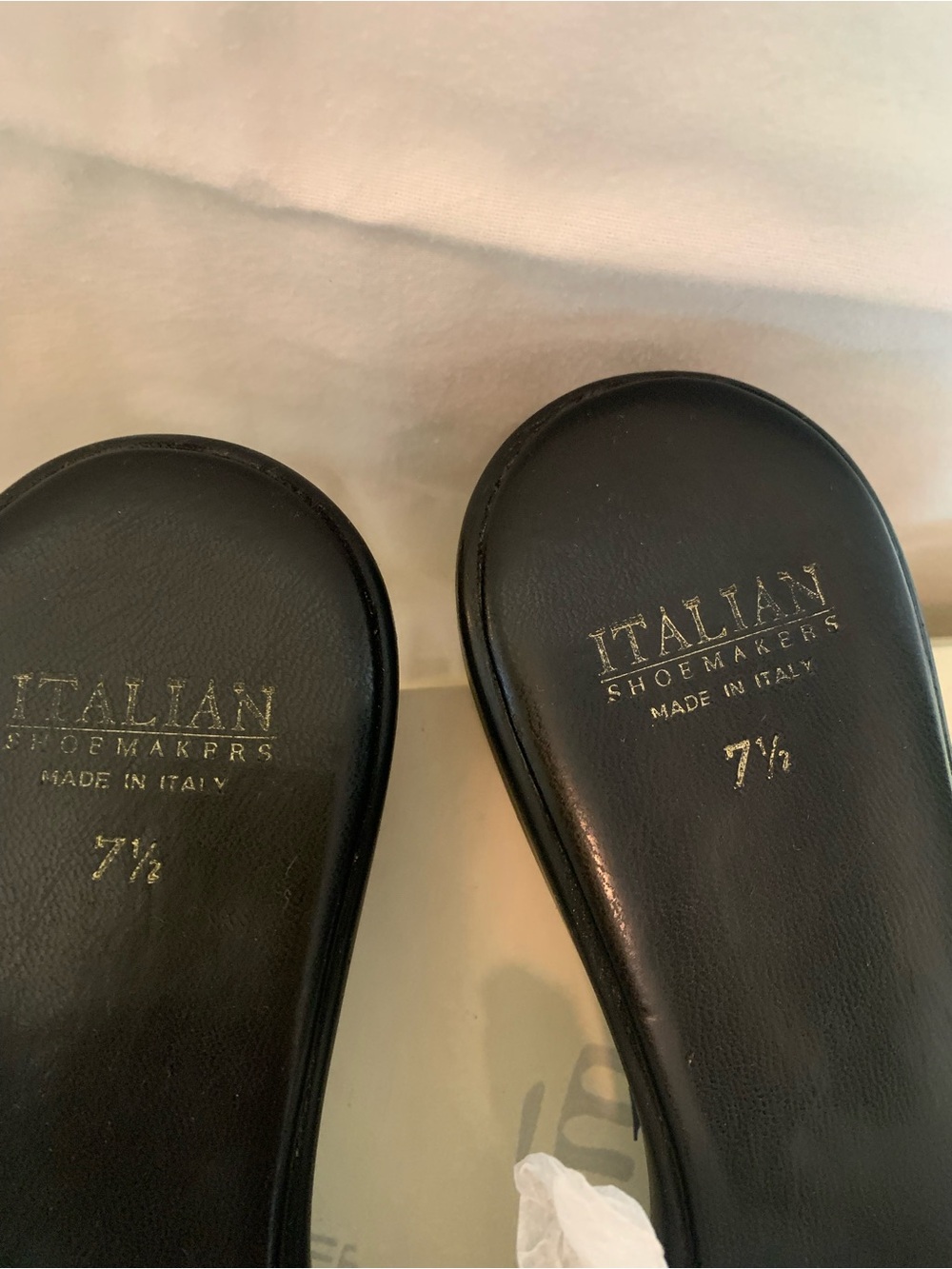 ITALIAN SHOEMAKERS Black Fabric Buckle Wedge Slide Sandals Sz 7.5 Made in Italy - Picture 4 of 4